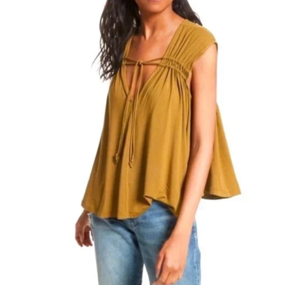 Free People Mustard Blouse